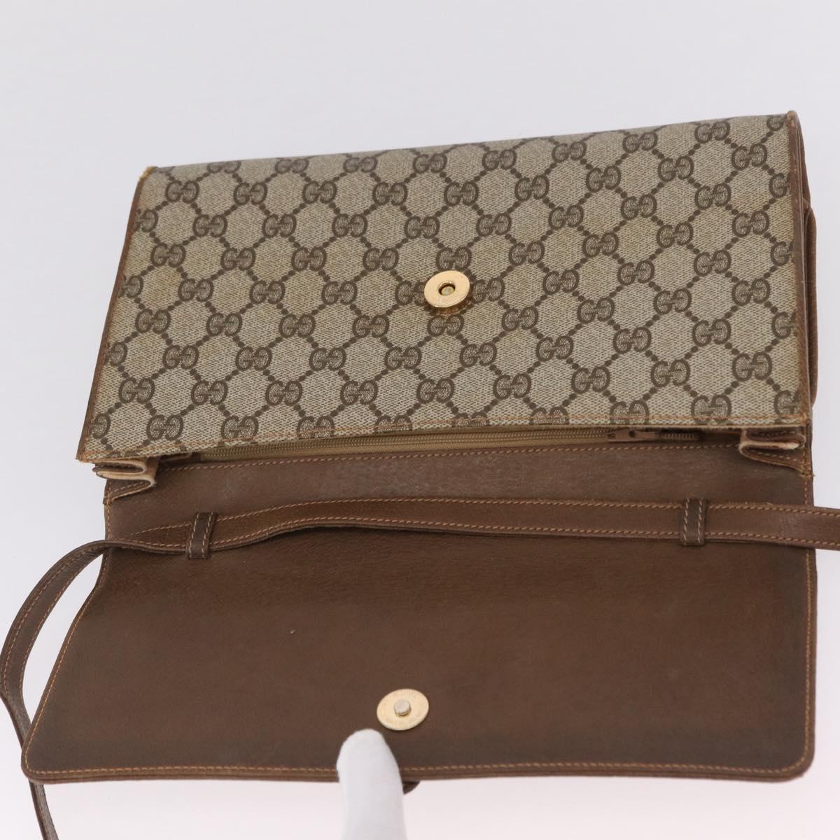 GUCCI GG Supreme Shoulder Bag PVC Beige Gold Tone 94 02 050 Auth 208106