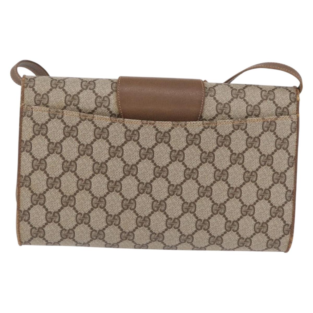 GUCCI GG Supreme Shoulder Bag PVC Beige Gold Tone 94 02 050 Auth 208106