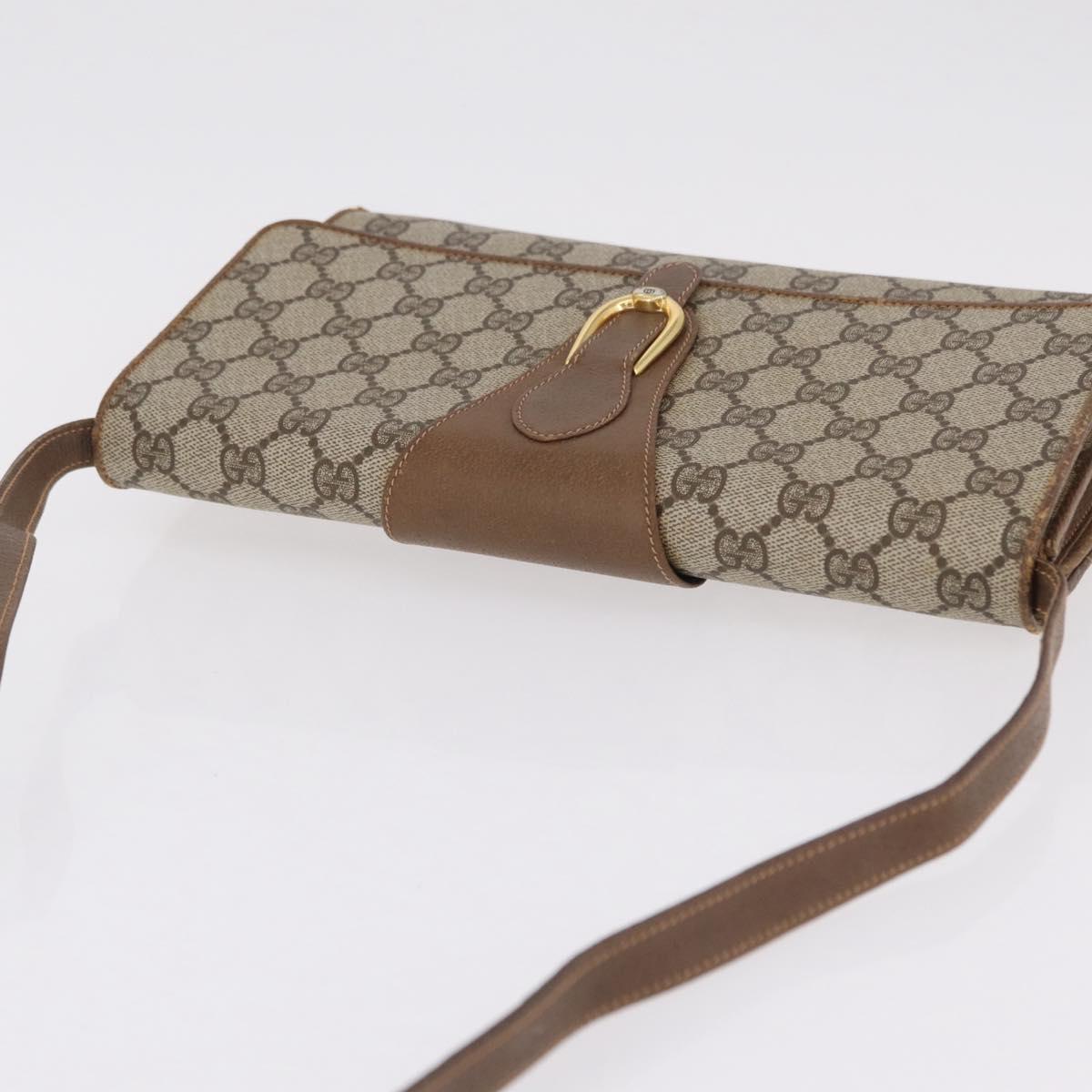 GUCCI GG Supreme Shoulder Bag PVC Beige Gold Tone 94 02 050 Auth 208106