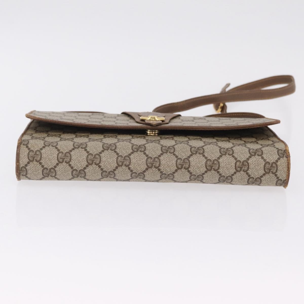 GUCCI GG Supreme Shoulder Bag PVC Beige Gold Tone 94 02 050 Auth 208106