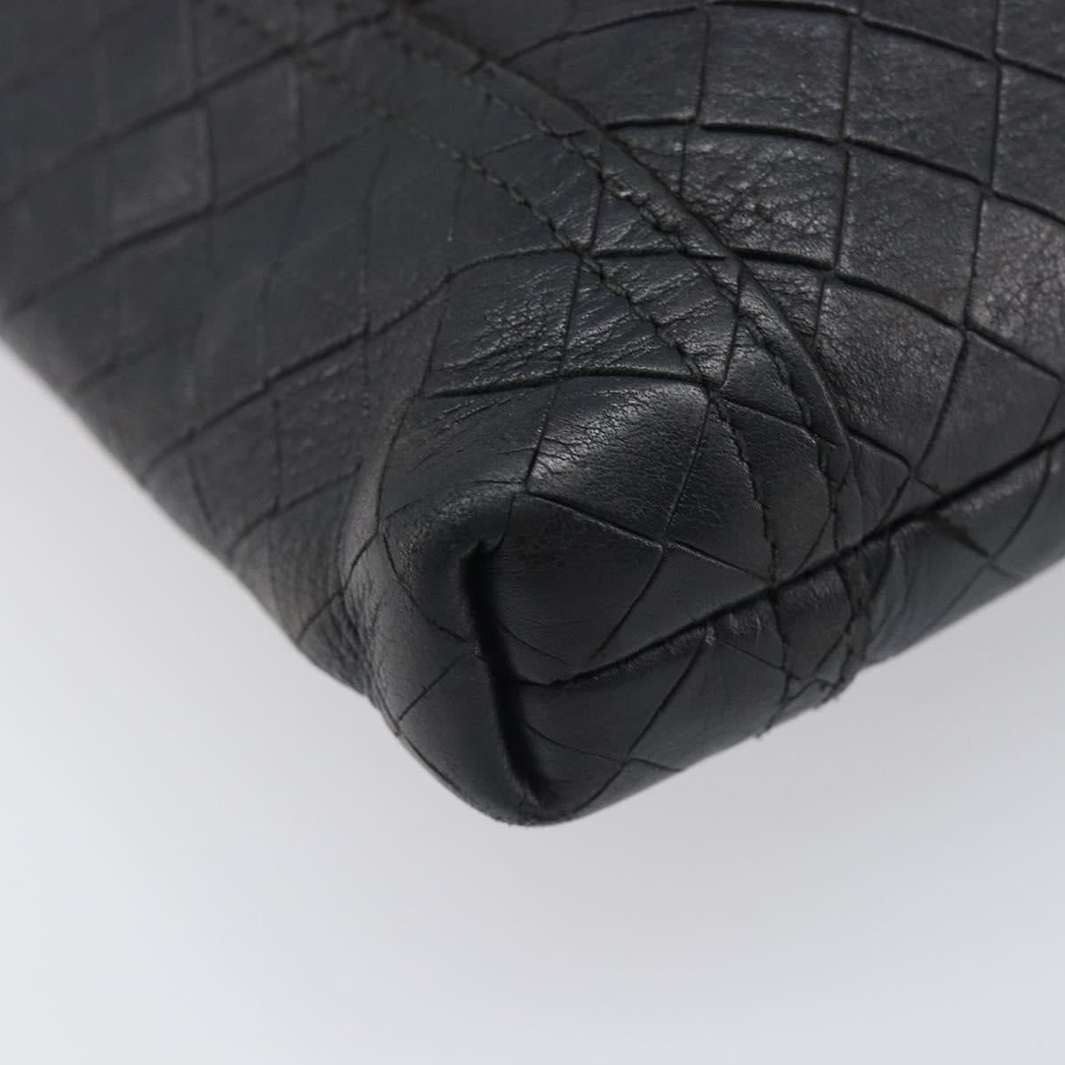 Bottega Veneta Shoulder Bag Leather Black Gold Tone Auth 208108A