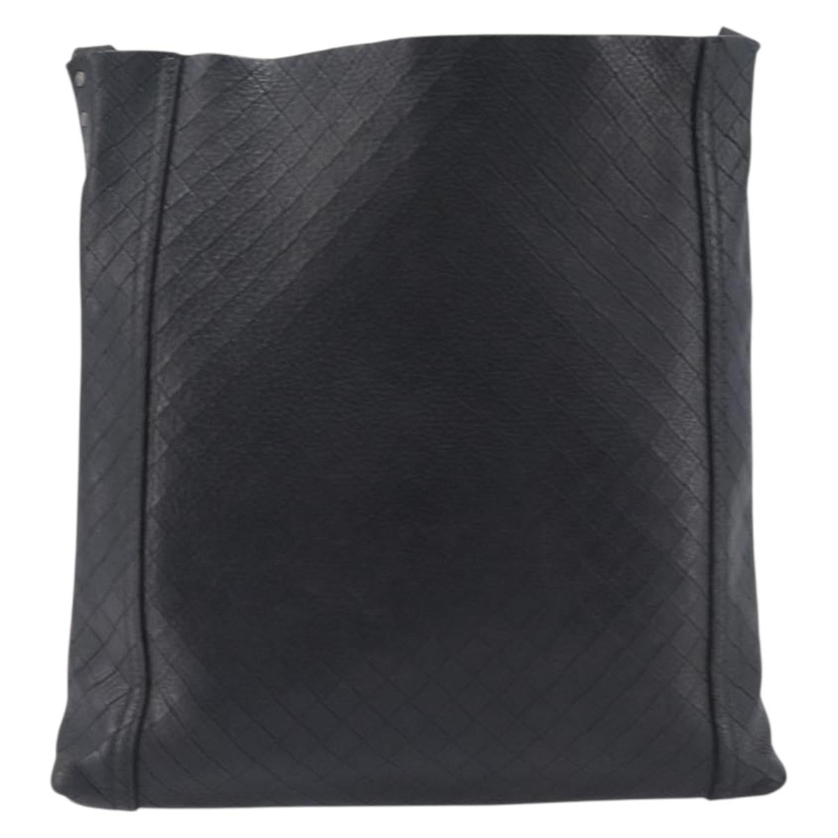 Bottega Veneta Shoulder Bag Leather Black Gold Tone Auth 208108A