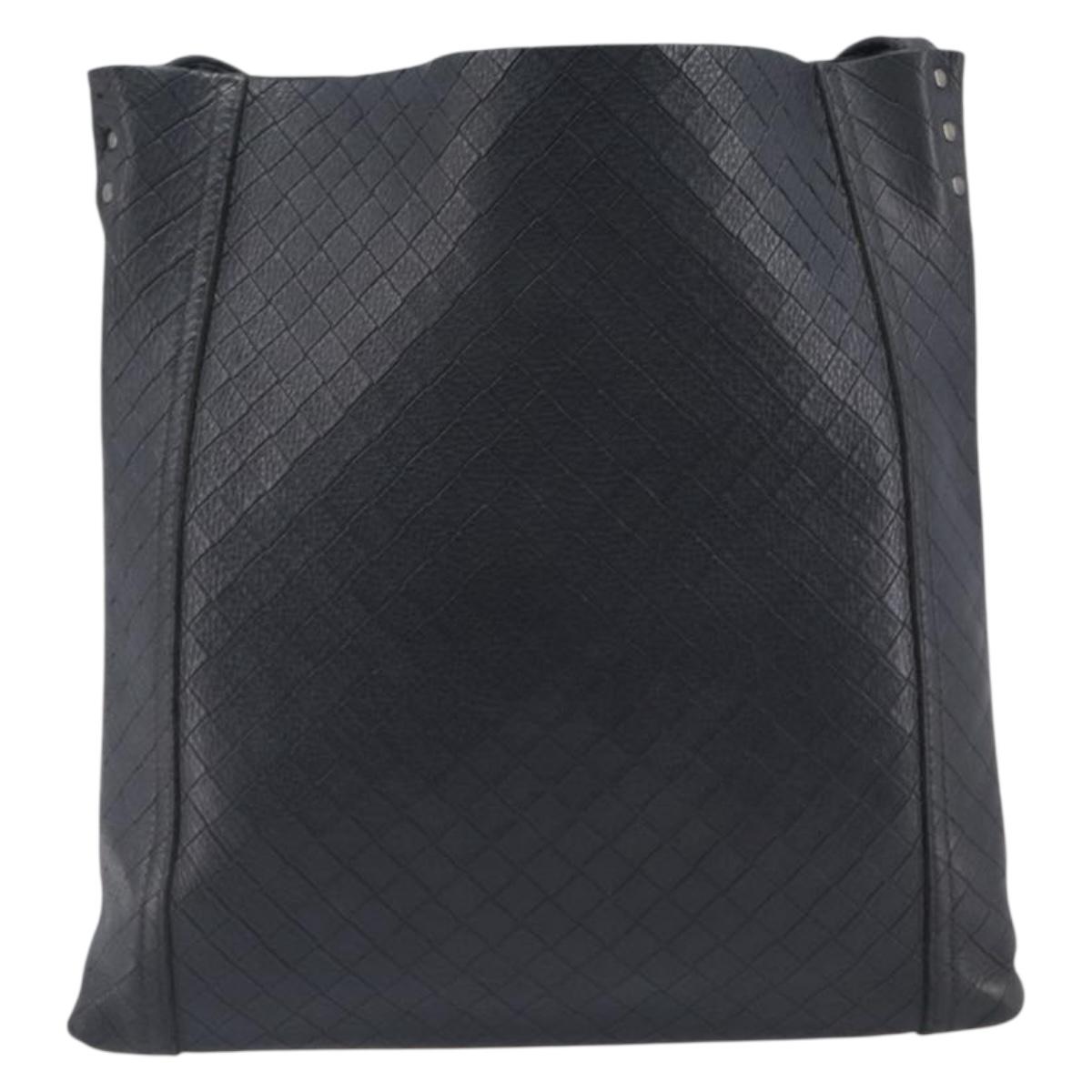 Bottega Veneta Shoulder Bag Leather Black Gold Tone Auth 208108A