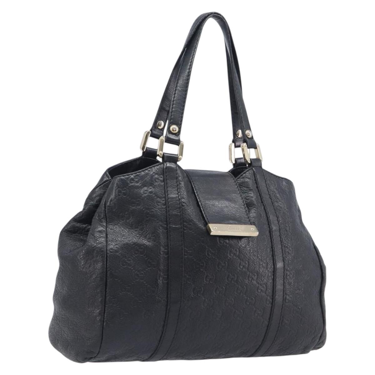 GUCCI GuccissimaGG Hand Bag Leather Black Gold Tone 211935 Auth 208118V