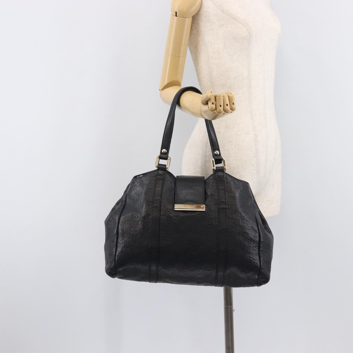 GUCCI GuccissimaGG Hand Bag Leather Black Gold Tone 211935 Auth 208118V