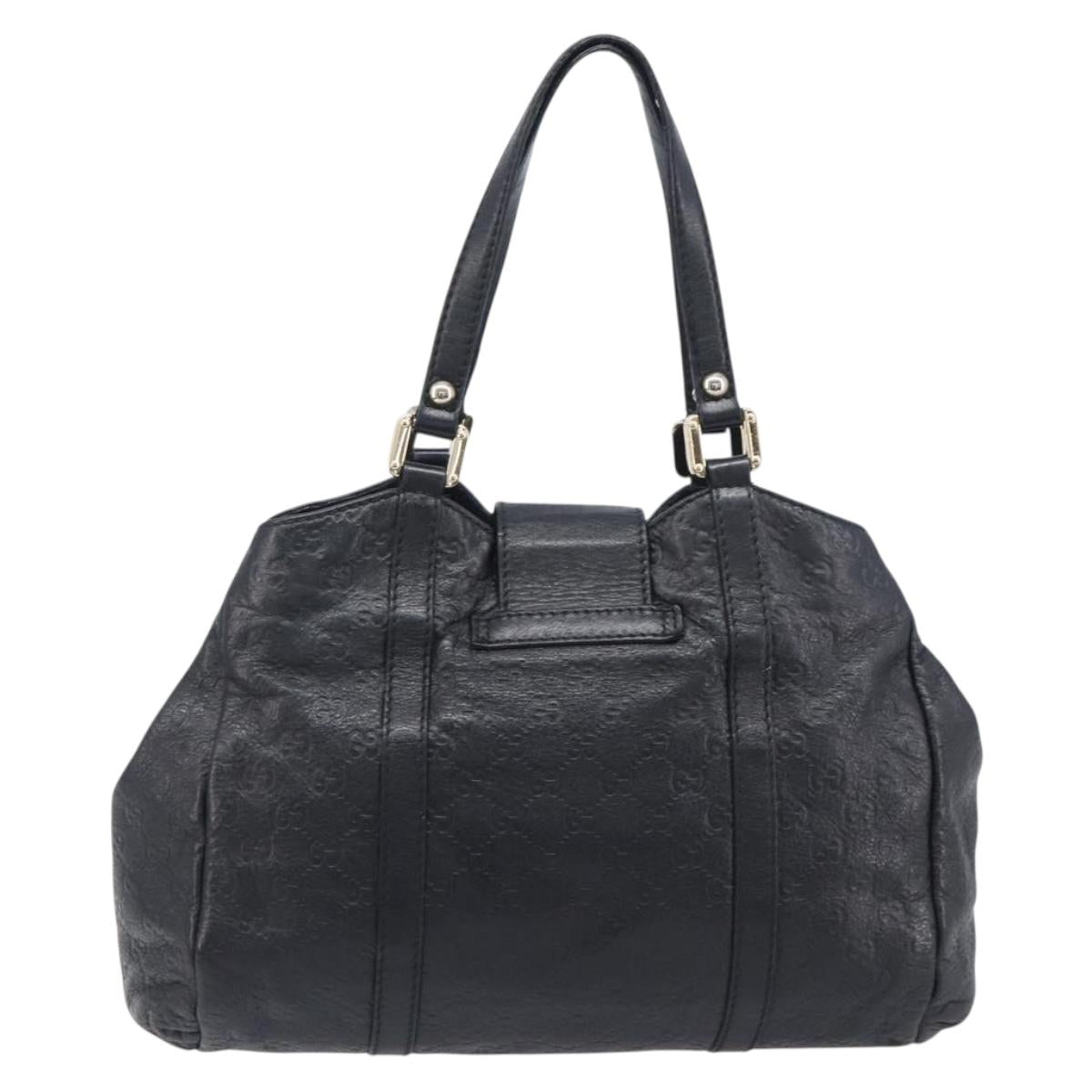 GUCCI GuccissimaGG Hand Bag Leather Black Gold Tone 211935 Auth 208118V