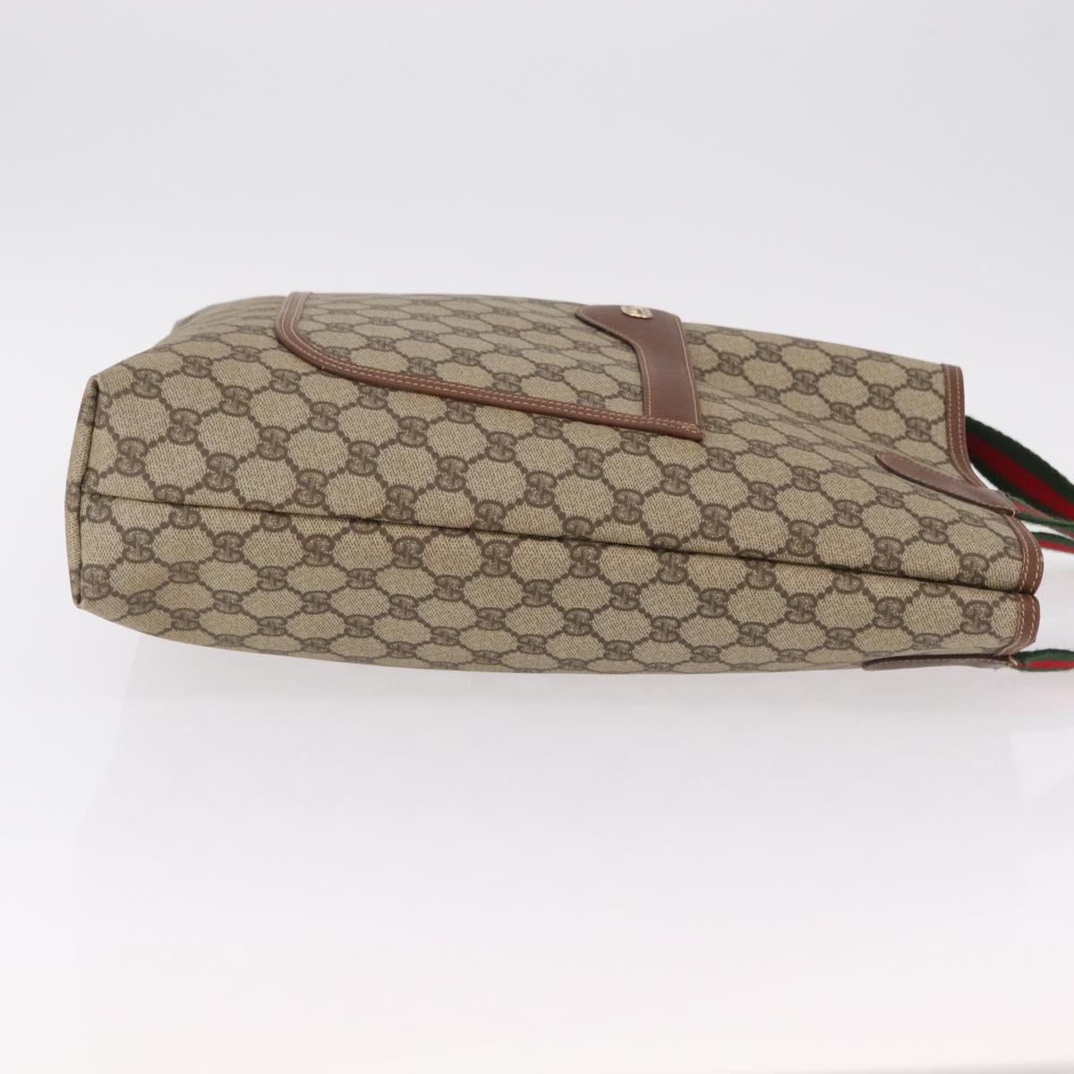GUCCI GG Supreme Web Sherry Line Tote Bag PVC Beige 002 123 6487 Auth 208122A