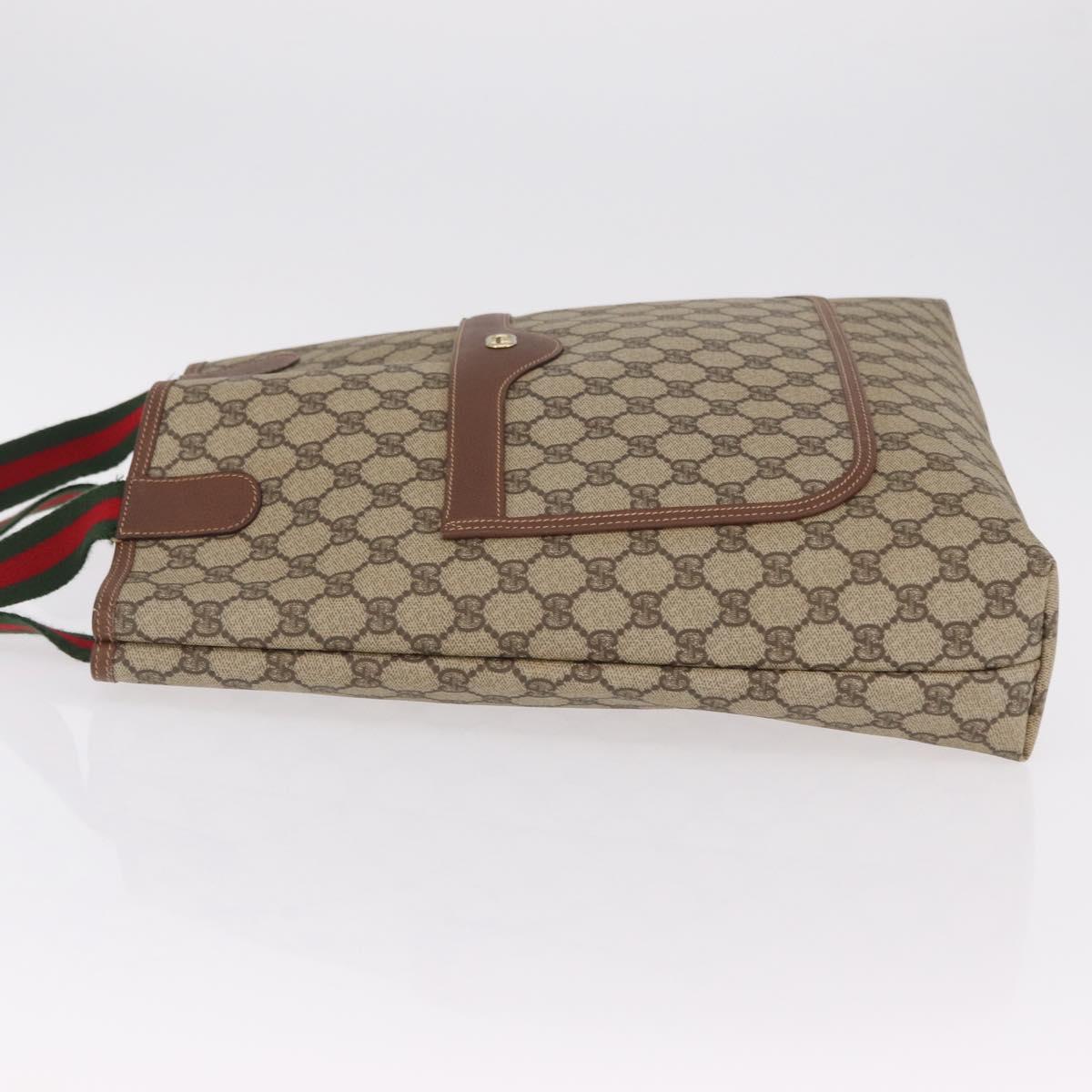 GUCCI GG Supreme Web Sherry Line Tote Bag PVC Beige 002 123 6487 Auth 208122A