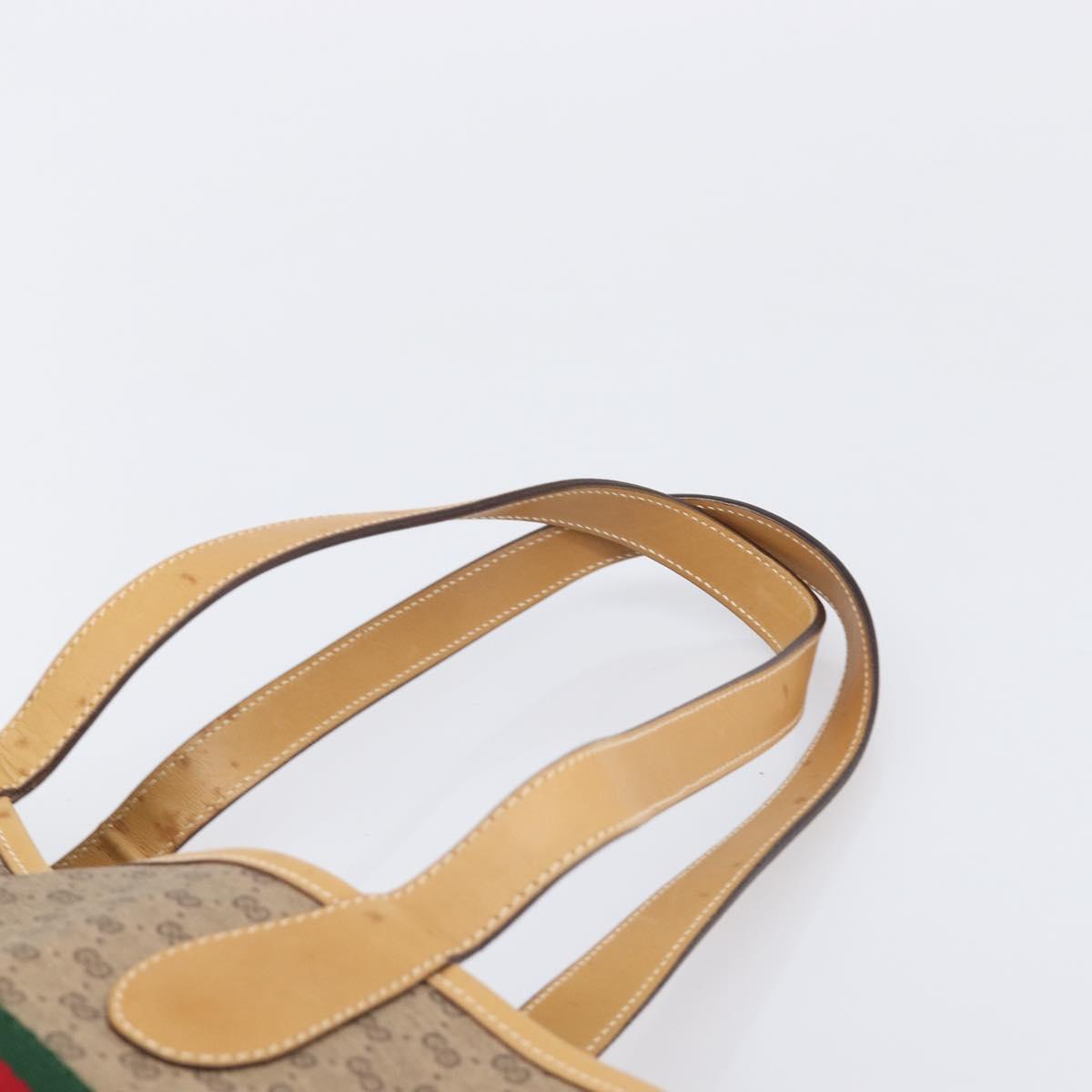 GUCCI Micro GG Web Sherry Line Tote Bag PVC Beige Gold 002 904 0131 Auth 208124