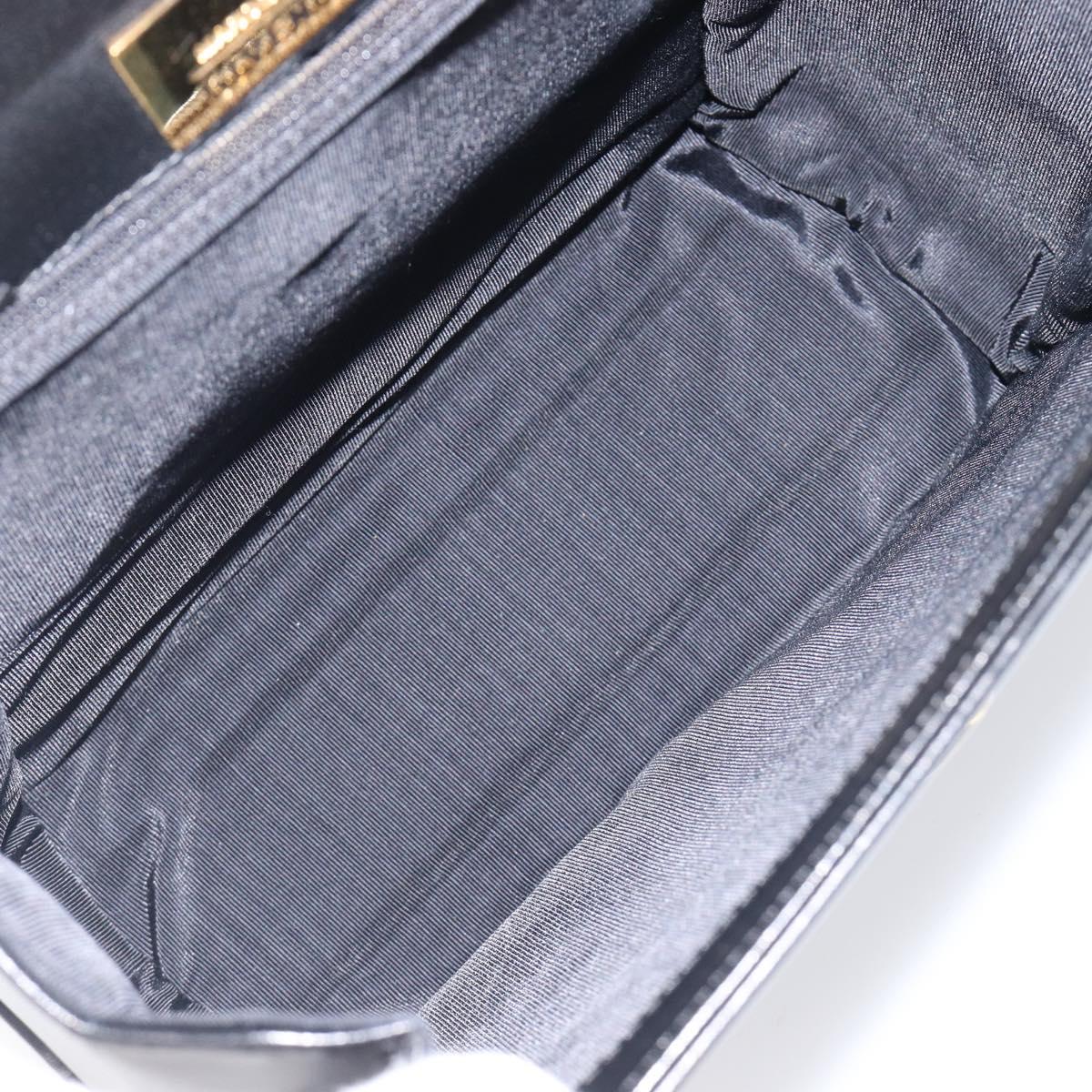 GIVENCHY Hand Bag Leather Black Gold Tone Auth 208128A