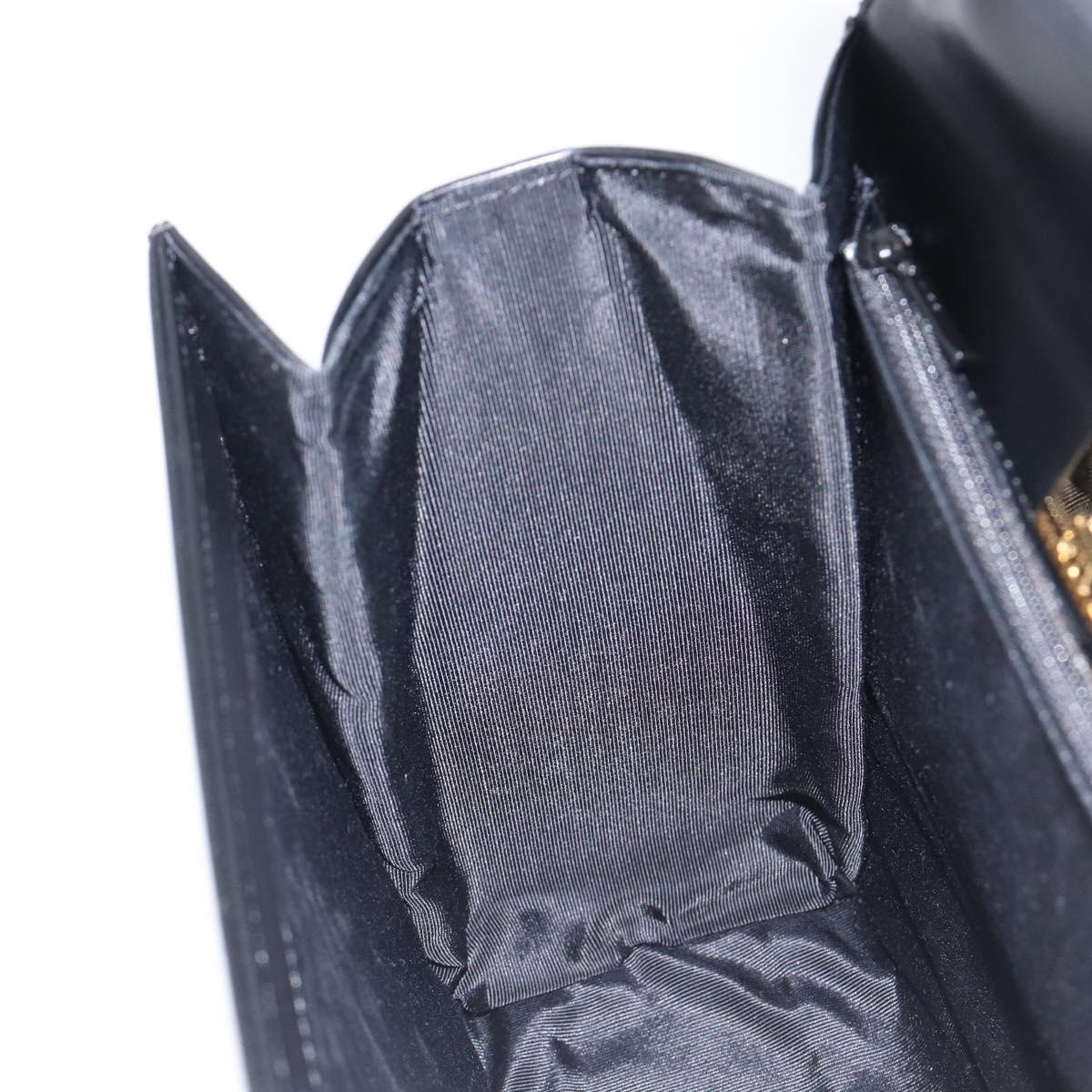 GIVENCHY Hand Bag Leather Black Gold Tone Auth 208128A