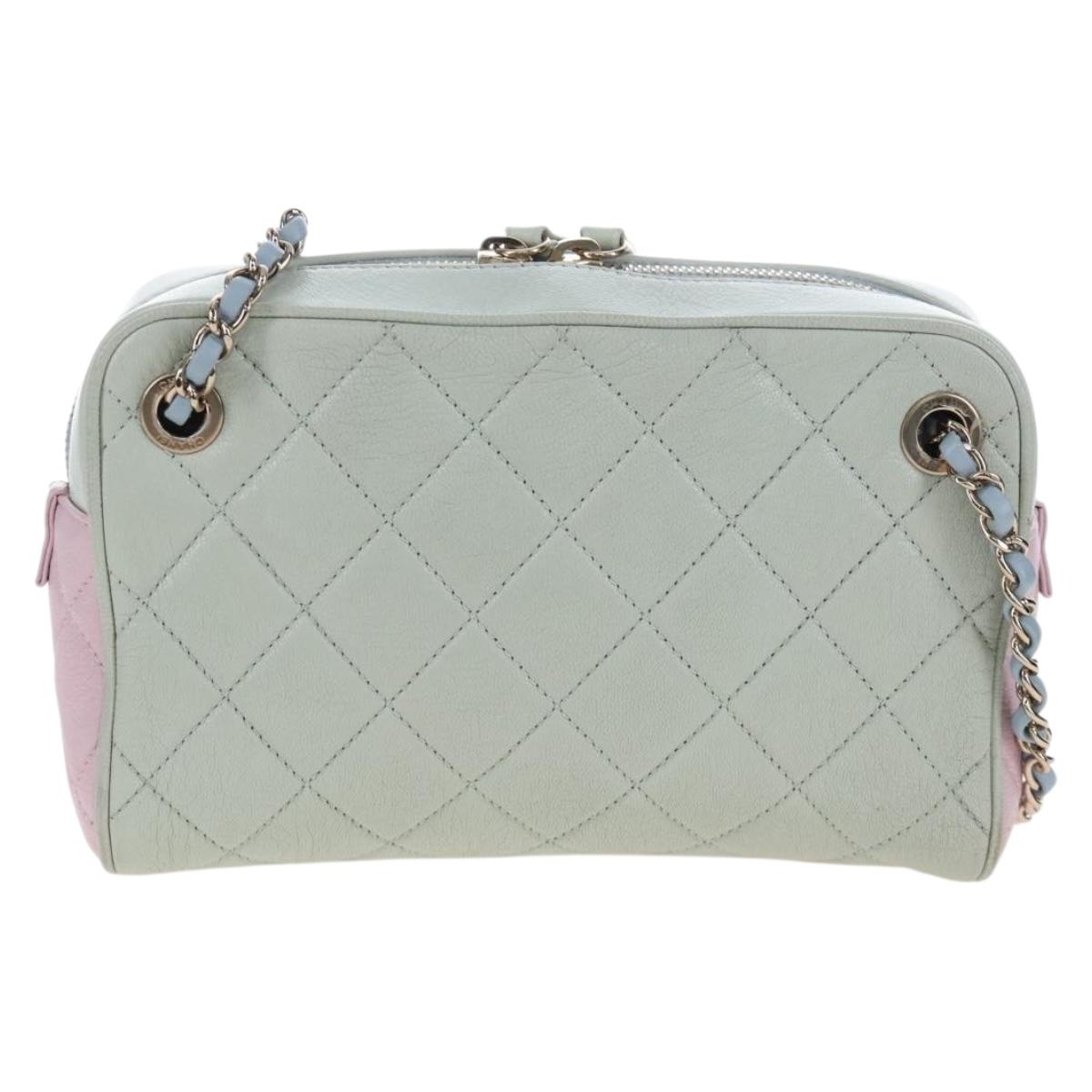 CHANEL Matelasse Chain Shoulder Bag Leather Pink Gold Tone CC Auth 208131SAM