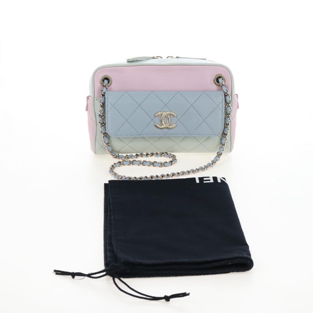 CHANEL Matelasse Chain Shoulder Bag Leather Pink Gold Tone CC Auth 208131SAM