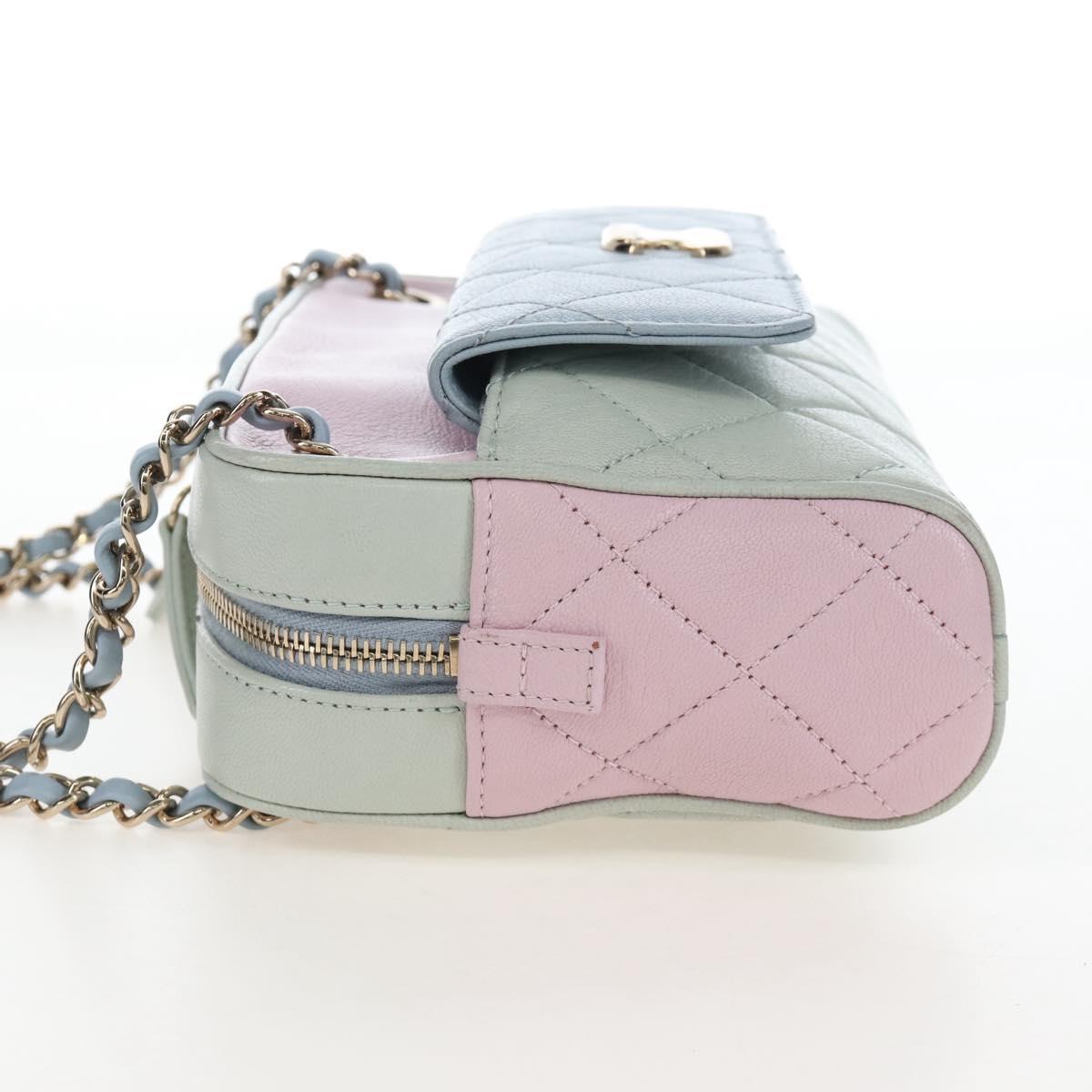 CHANEL Matelasse Chain Shoulder Bag Leather Pink Gold Tone CC Auth 208131SAM