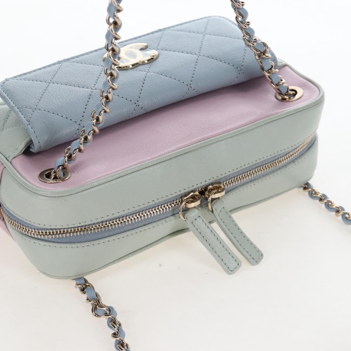 CHANEL Matelasse Chain Shoulder Bag Leather Pink Gold Tone CC Auth 208131SAM