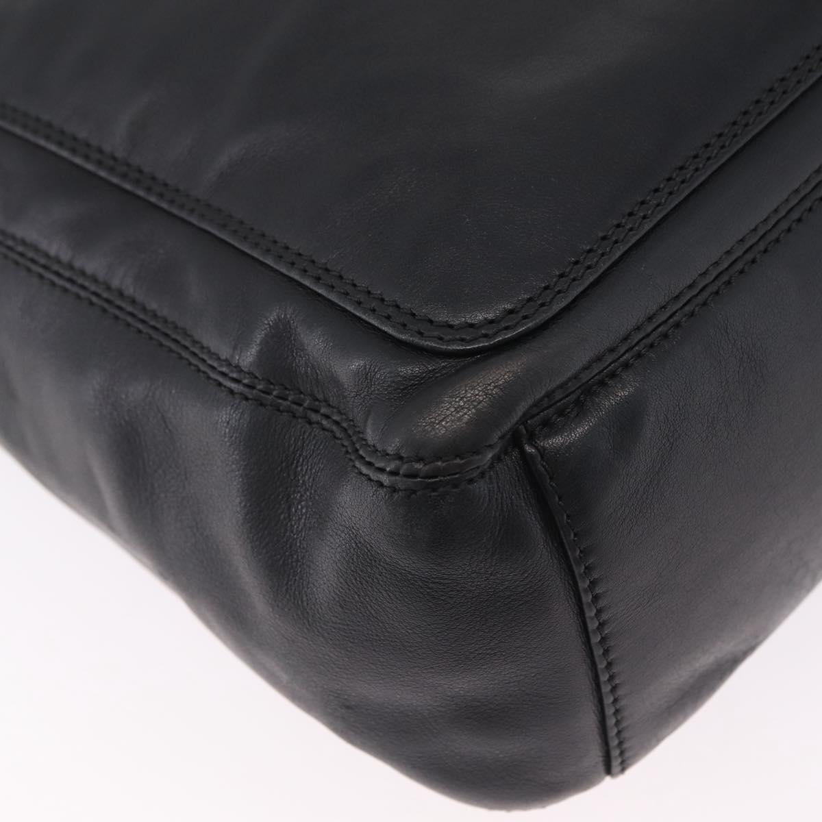 CHANEL Shoulder Bag Leather Black Gold Tone CC Auth 208135V