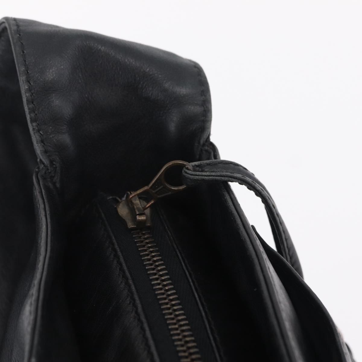 CHANEL Shoulder Bag Leather Black Gold Tone CC Auth 208135V