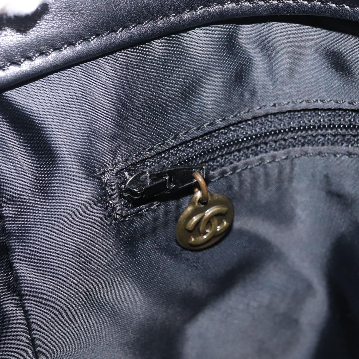 CHANEL Shoulder Bag Leather Black Gold Tone CC Auth 208135V