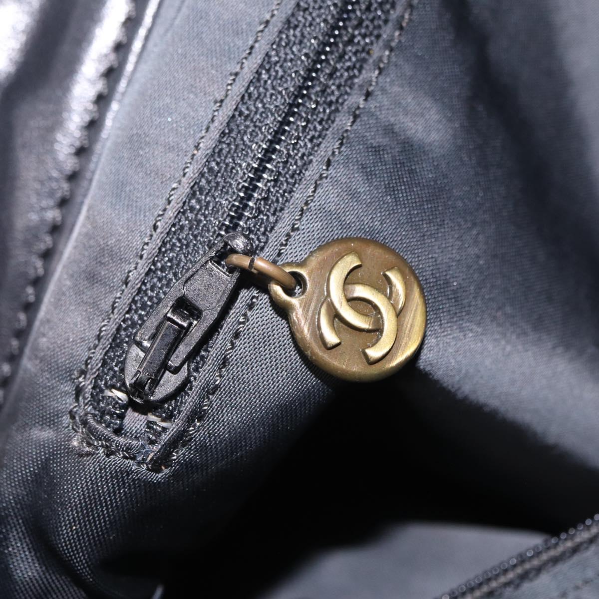 CHANEL Shoulder Bag Leather Black Gold Tone CC Auth 208135V
