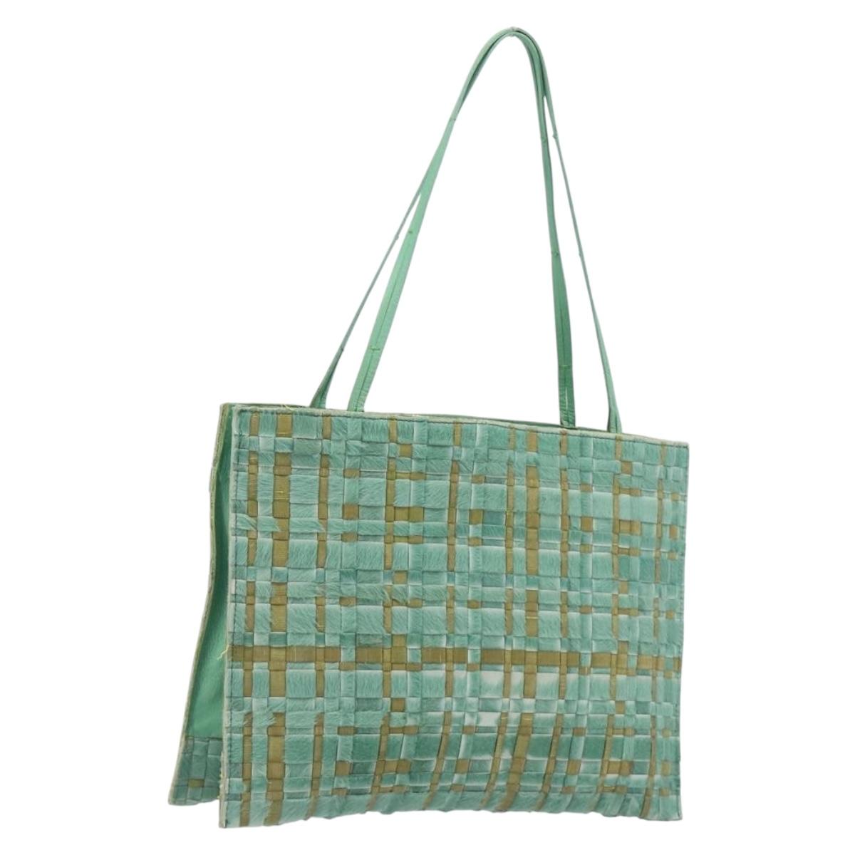 Bottega Veneta INTRECCIATO Tote Bag Harako leather Green Silver Auth 208141A