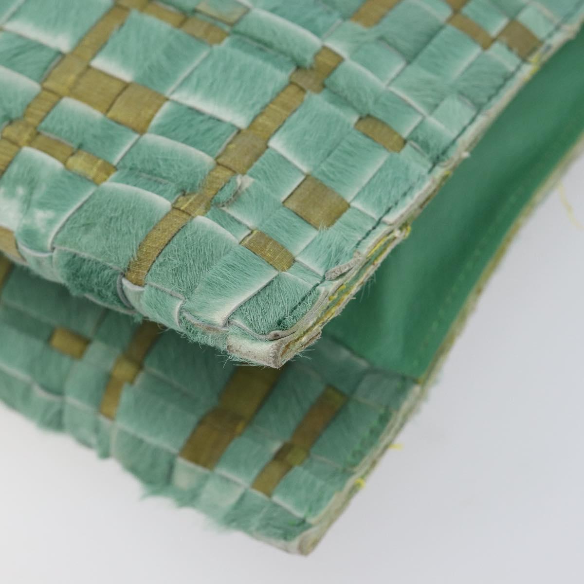 Bottega Veneta INTRECCIATO Tote Bag Harako leather Green Silver Auth 208141A