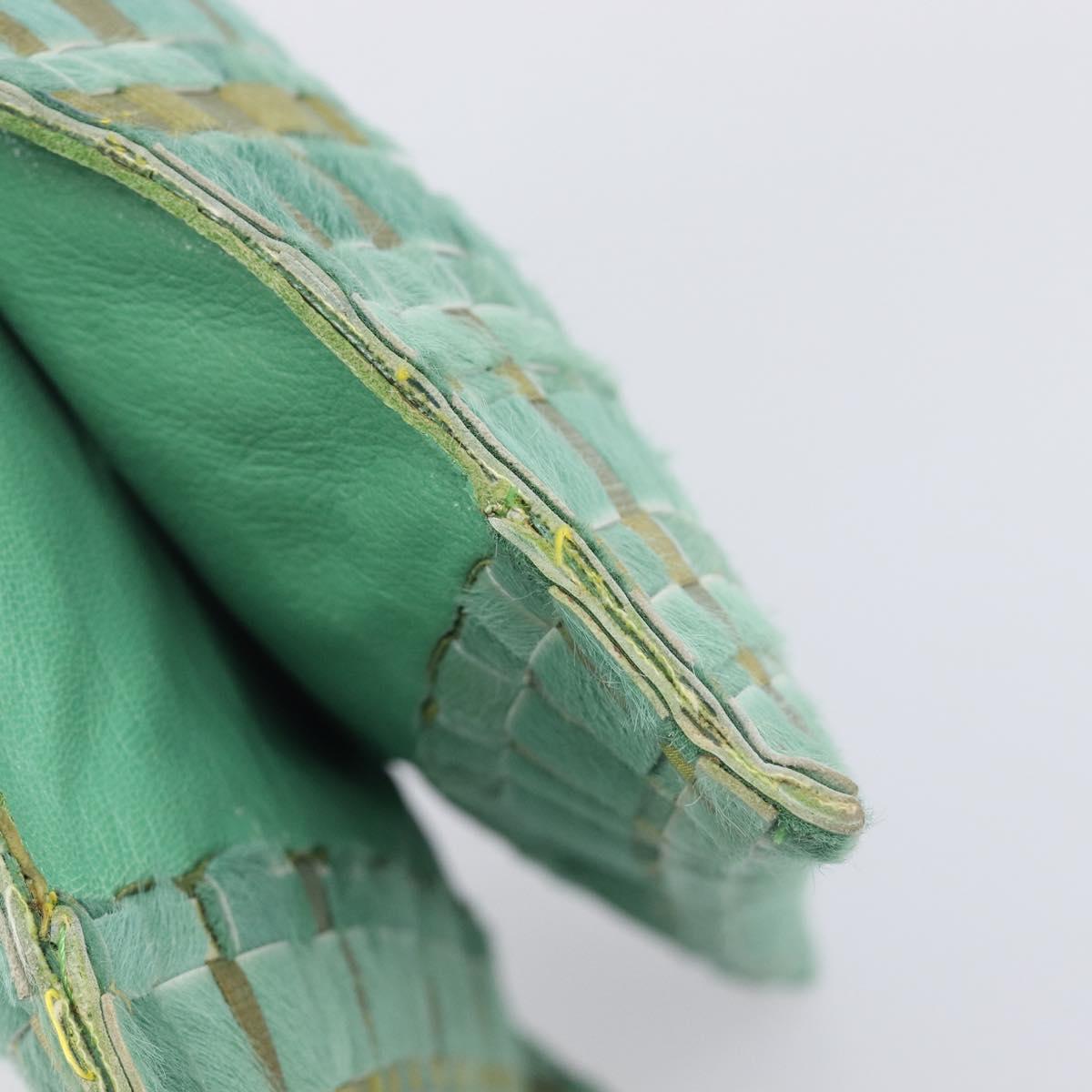 Bottega Veneta INTRECCIATO Tote Bag Harako leather Green Silver Auth 208141A