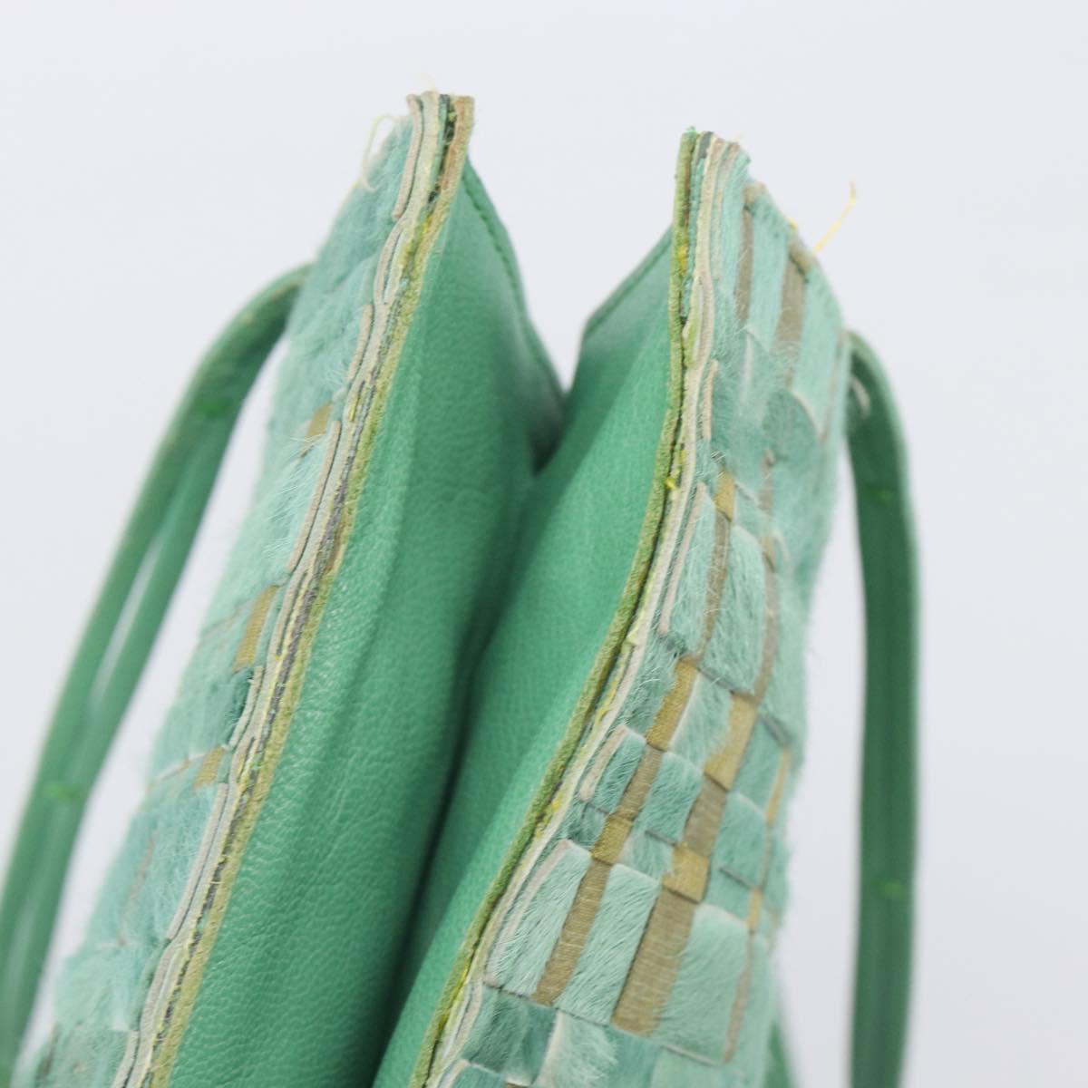 Bottega Veneta INTRECCIATO Tote Bag Harako leather Green Silver Auth 208141A