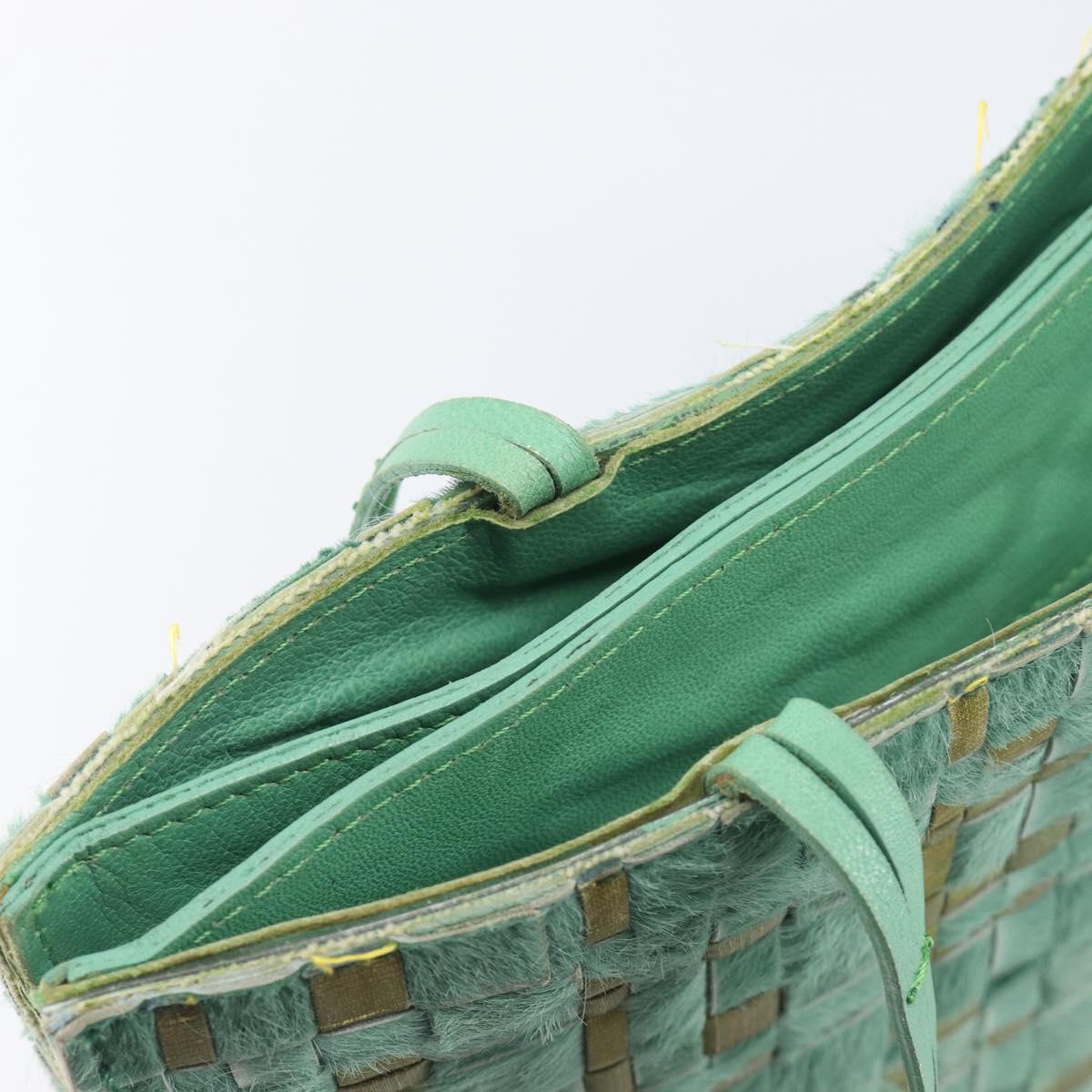 Bottega Veneta INTRECCIATO Tote Bag Harako leather Green Silver Auth 208141A