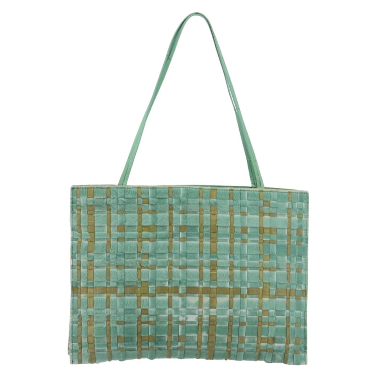 Bottega Veneta INTRECCIATO Tote Bag Harako leather Green Silver Auth 208141A