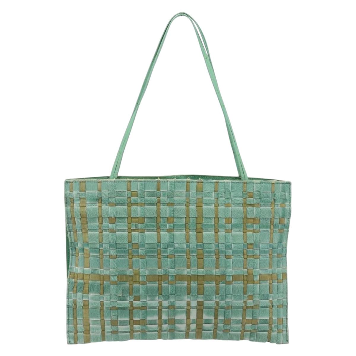 Bottega Veneta INTRECCIATO Tote Bag Harako leather Green Silver Auth 208141A