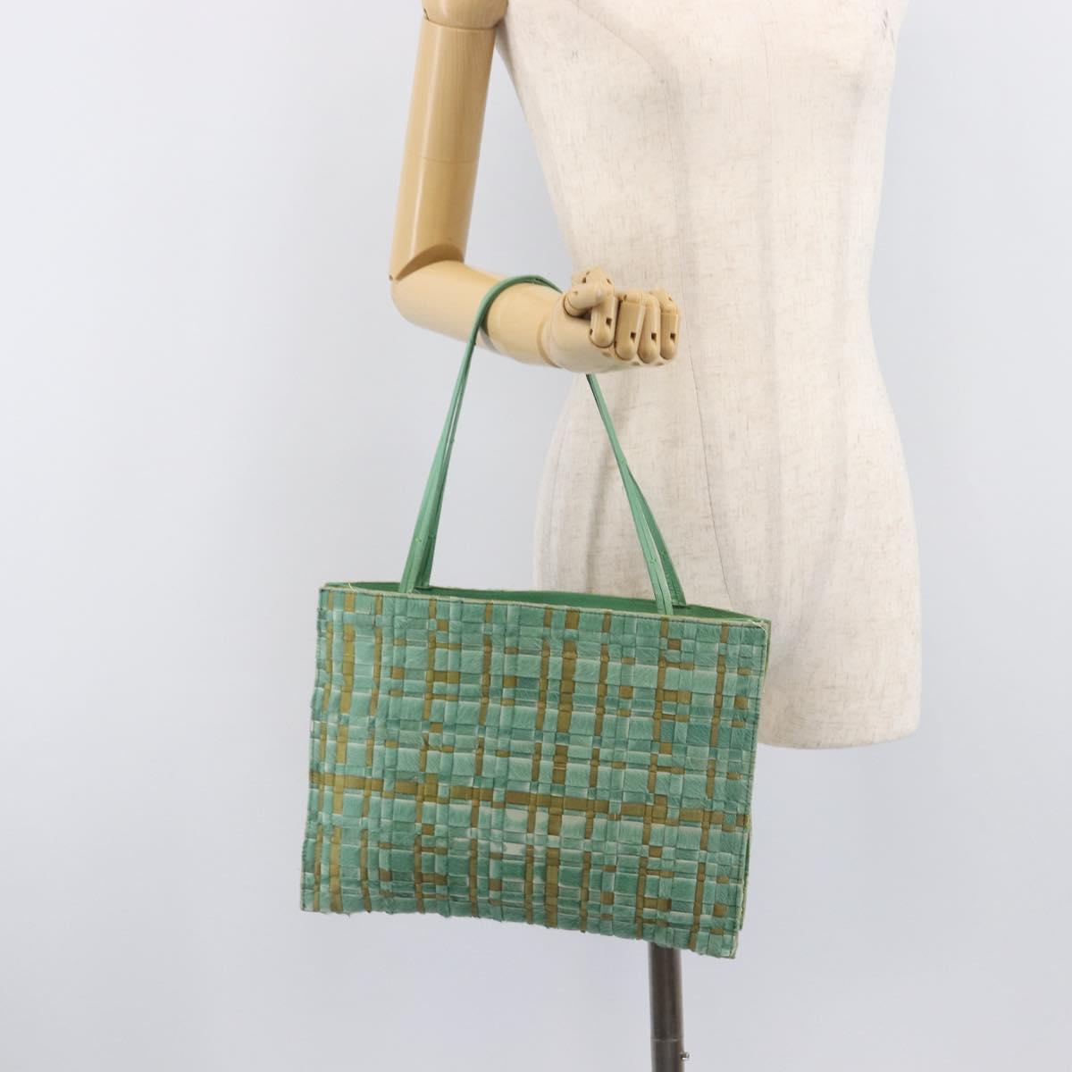 Bottega Veneta INTRECCIATO Tote Bag Harako leather Green Silver Auth 208141A