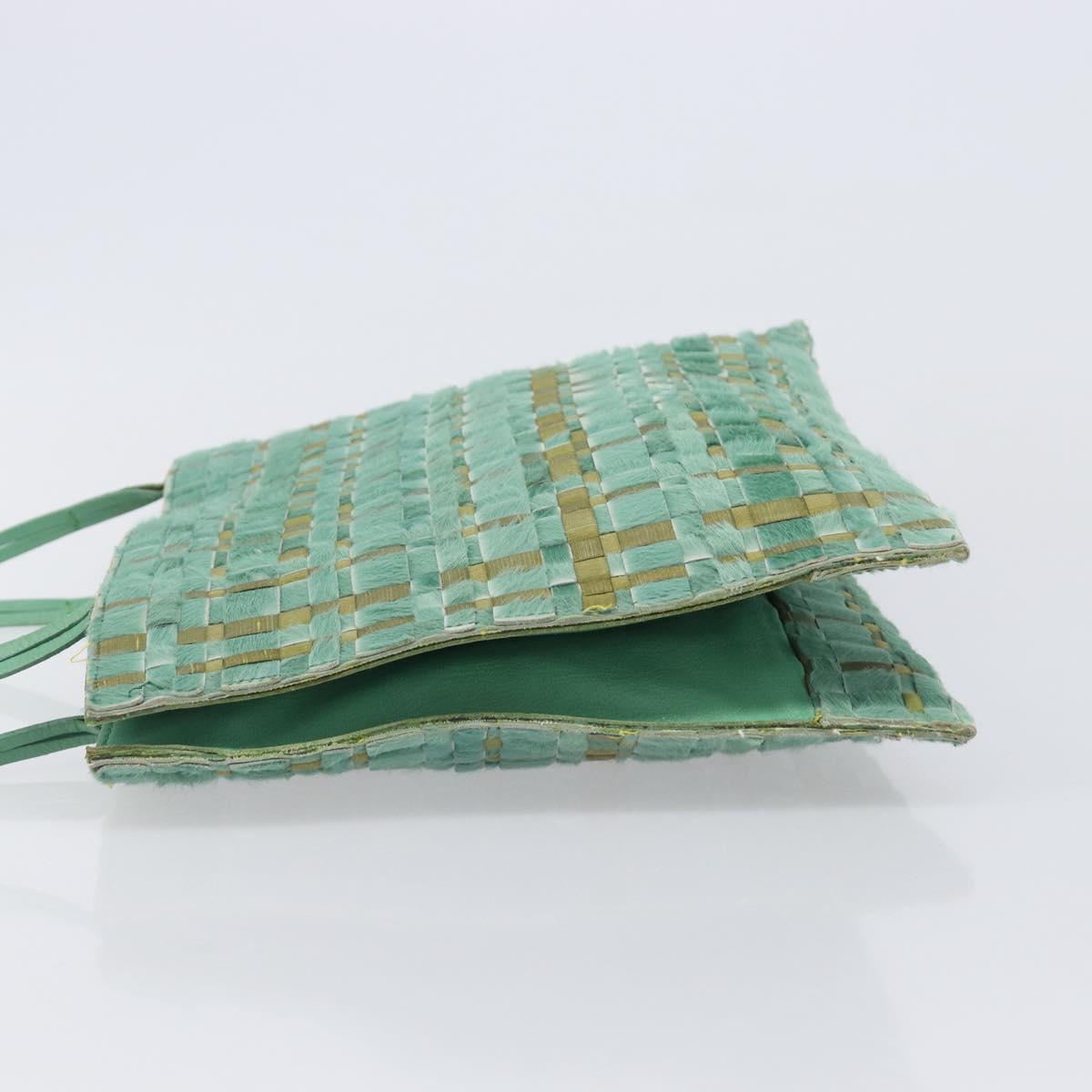 Bottega Veneta INTRECCIATO Tote Bag Harako leather Green Silver Auth 208141A