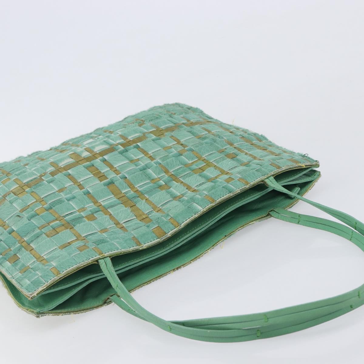 Bottega Veneta INTRECCIATO Tote Bag Harako leather Green Silver Auth 208141A