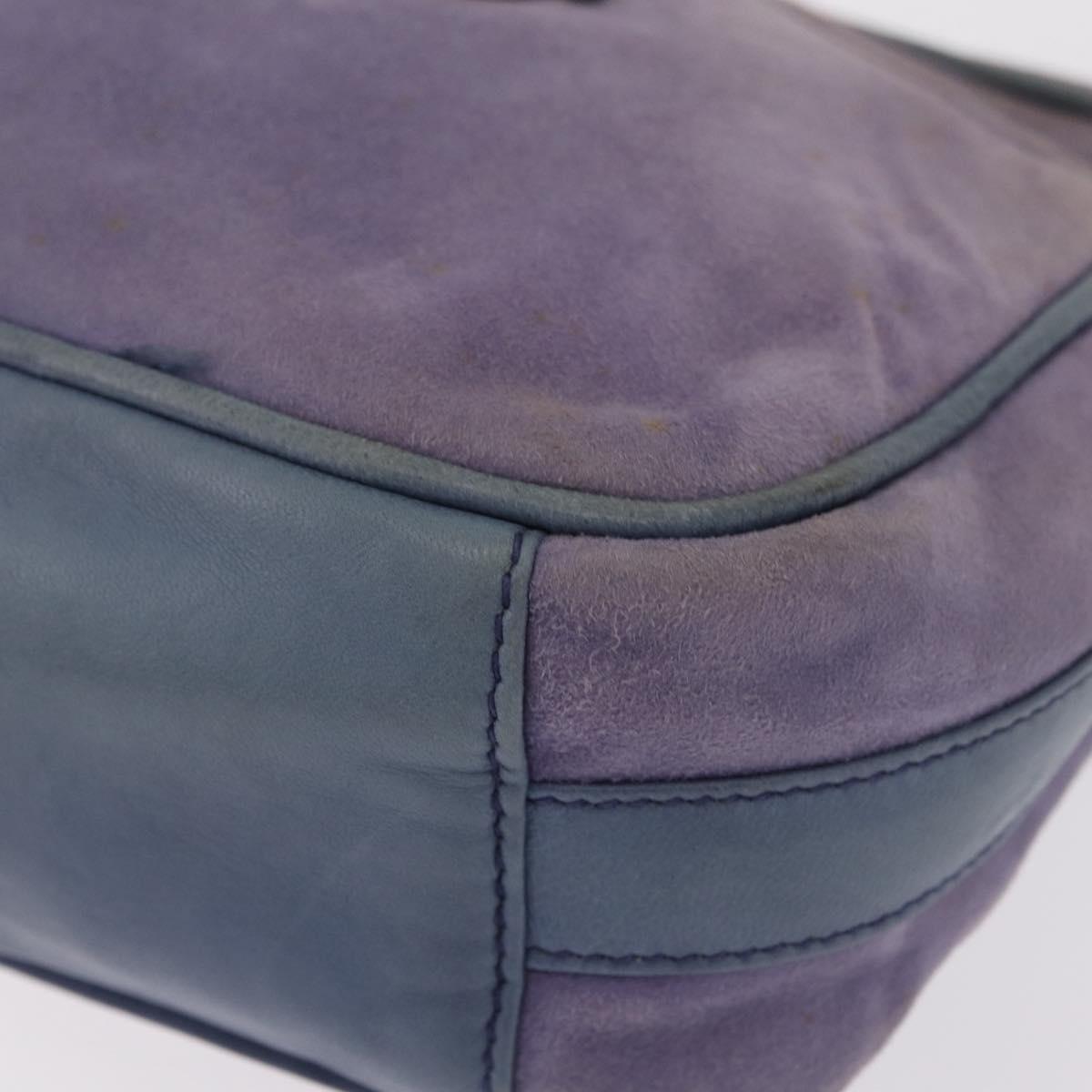 GUCCI Horsebit Shoulder Bag Suede Purple Gold Tone 007 3444 0221 Auth 208148
