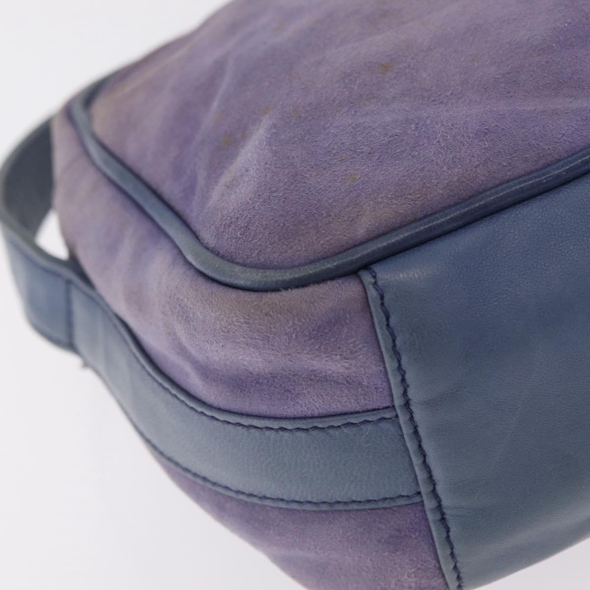 GUCCI Horsebit Shoulder Bag Suede Purple Gold Tone 007 3444 0221 Auth 208148