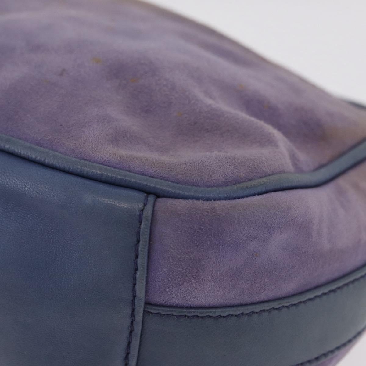 GUCCI Horsebit Shoulder Bag Suede Purple Gold Tone 007 3444 0221 Auth 208148
