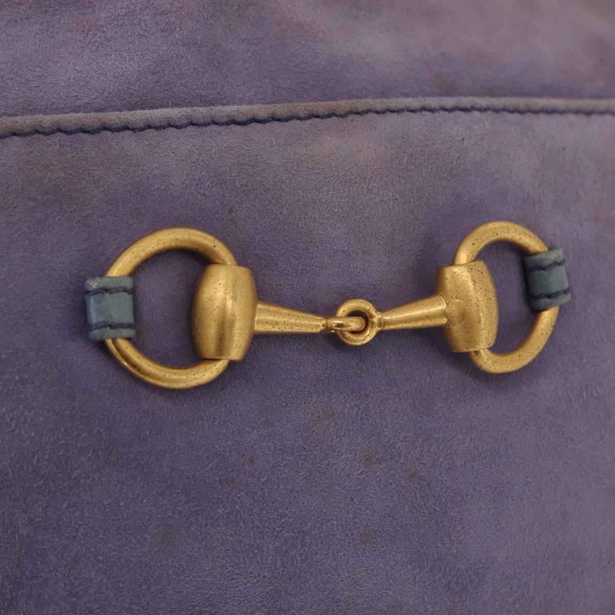 GUCCI Horsebit Shoulder Bag Suede Purple Gold Tone 007 3444 0221 Auth 208148