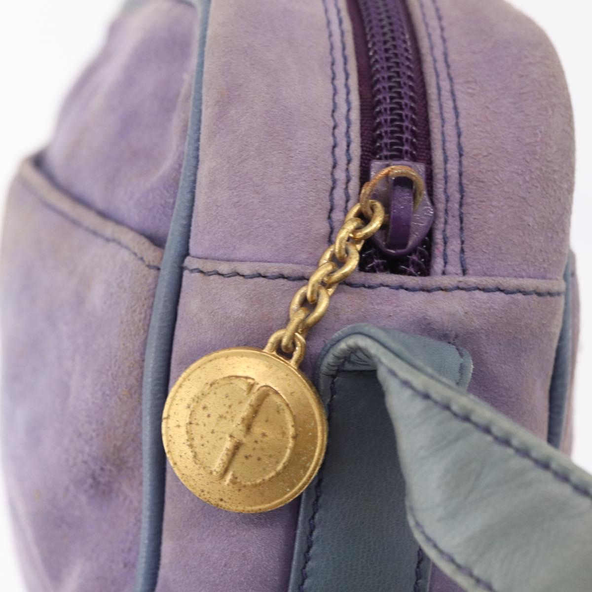 GUCCI Horsebit Shoulder Bag Suede Purple Gold Tone 007 3444 0221 Auth 208148