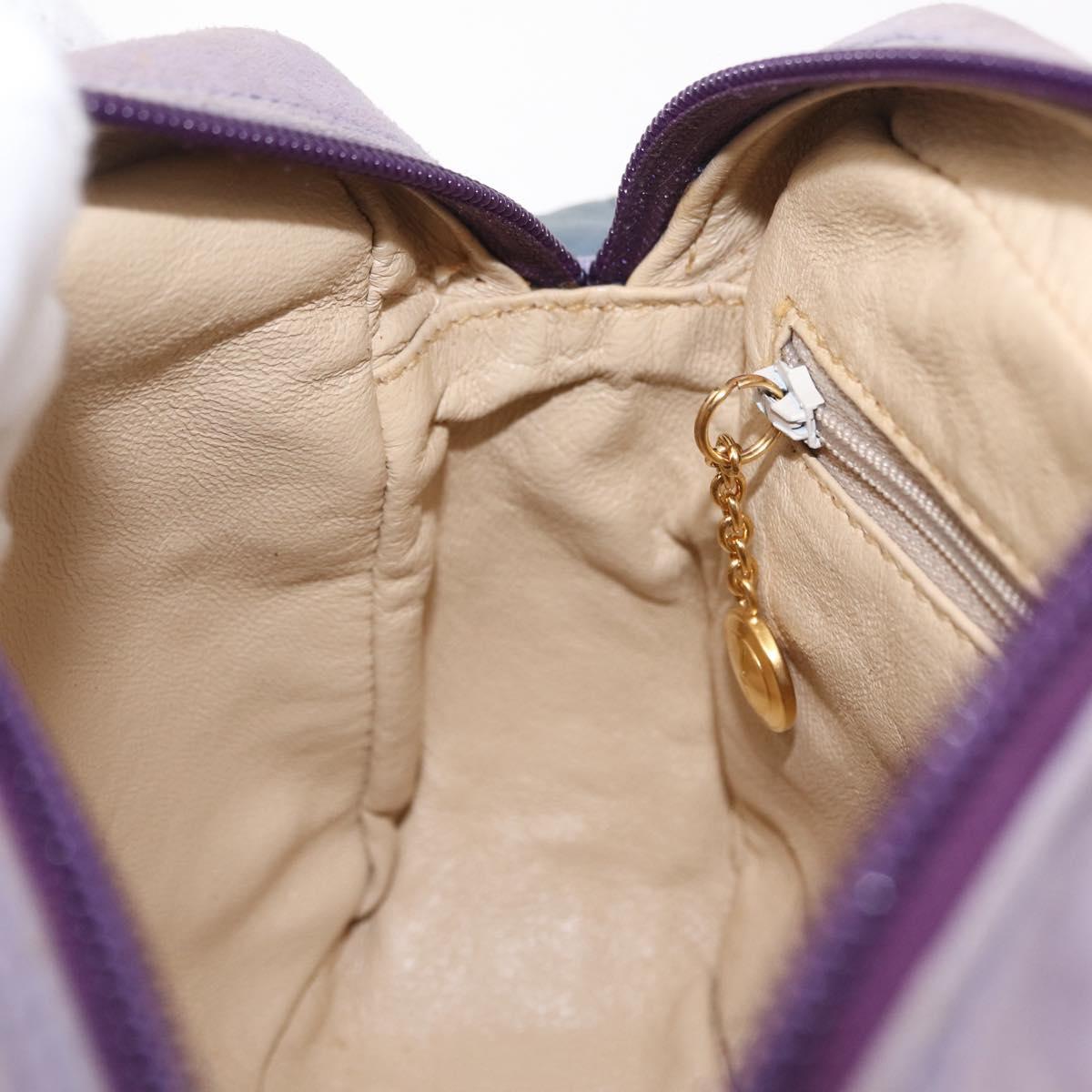 GUCCI Horsebit Shoulder Bag Suede Purple Gold Tone 007 3444 0221 Auth 208148