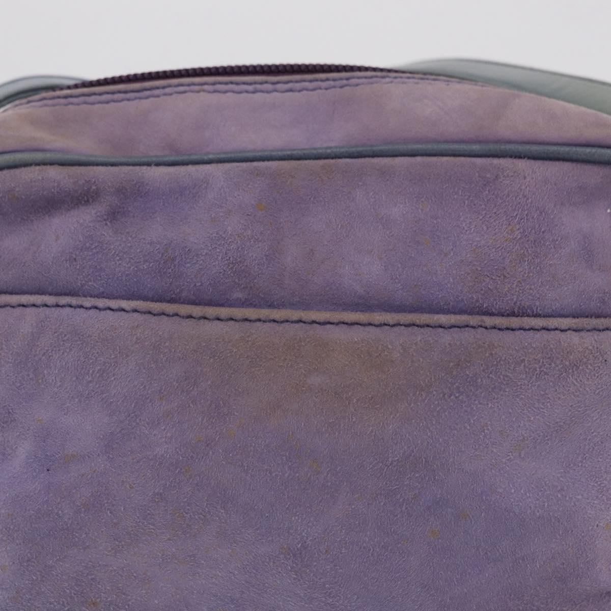 GUCCI Horsebit Shoulder Bag Suede Purple Gold Tone 007 3444 0221 Auth 208148