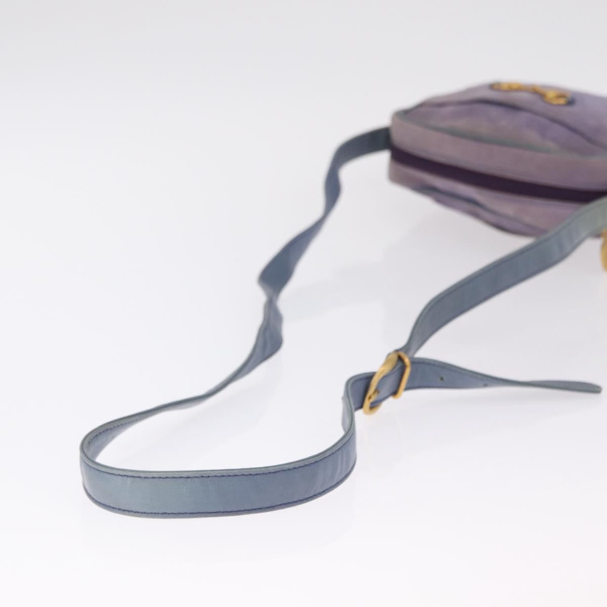GUCCI Horsebit Shoulder Bag Suede Purple Gold Tone 007 3444 0221 Auth 208148