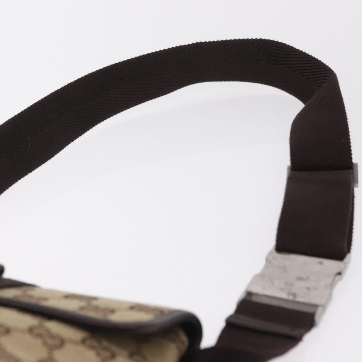 GUCCI GG Canvas Waist Bag Beige Silver 131236 Auth 208149