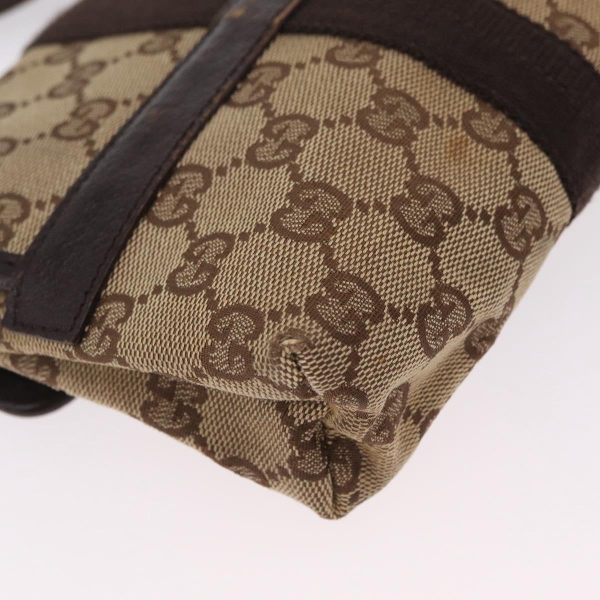 GUCCI GG Canvas Waist Bag Beige Silver 131236 Auth 208149
