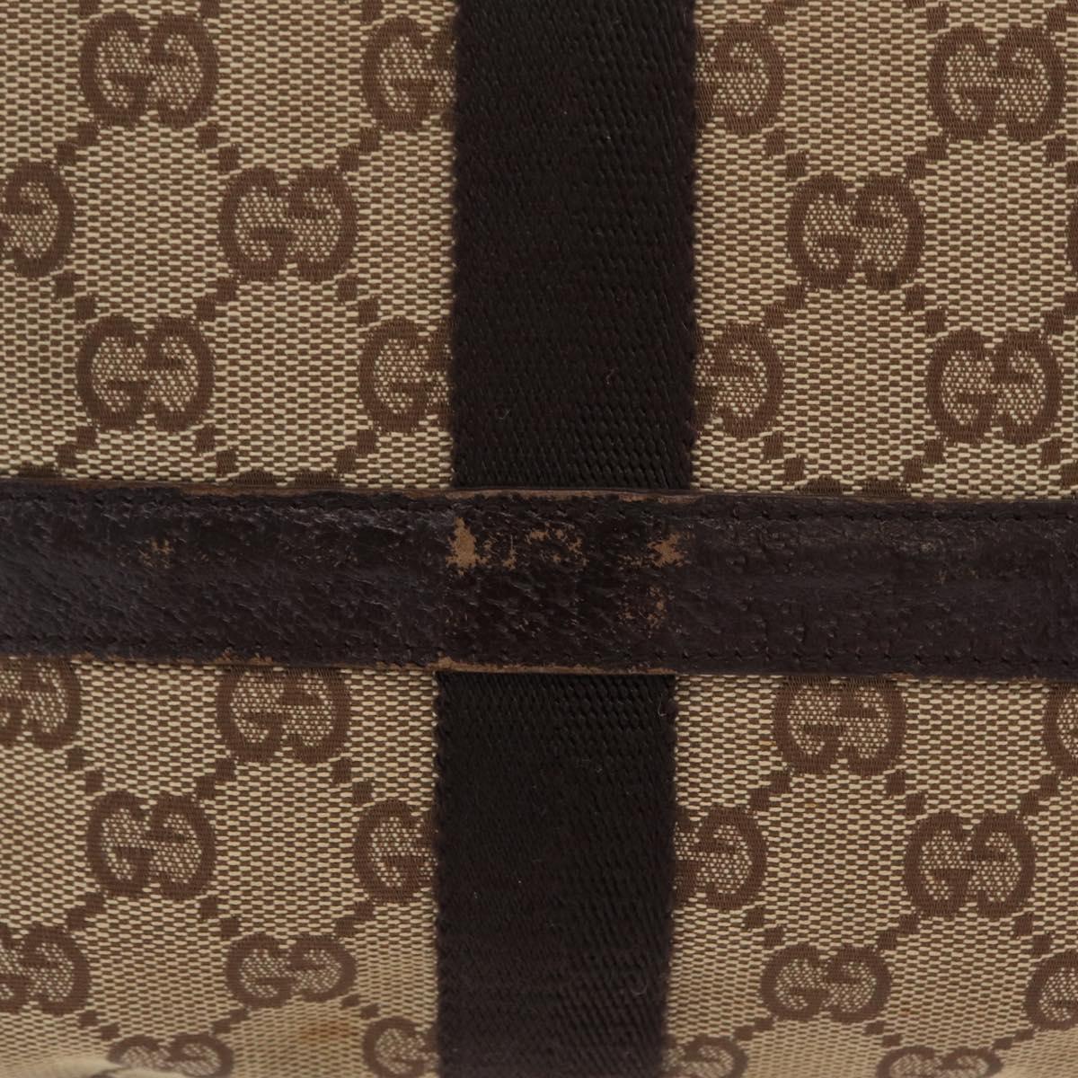 GUCCI GG Canvas Waist Bag Beige Silver 131236 Auth 208149