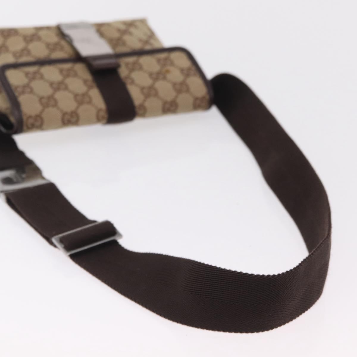 GUCCI GG Canvas Waist Bag Beige Silver 131236 Auth 208149