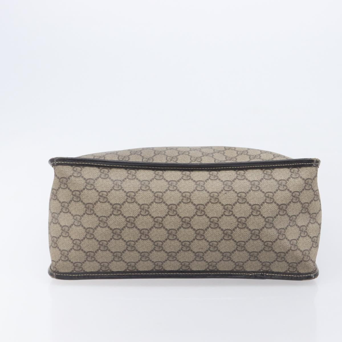 GUCCI GG Supreme Hand Bag PVC Beige Gold Tone 190259 Auth 208151