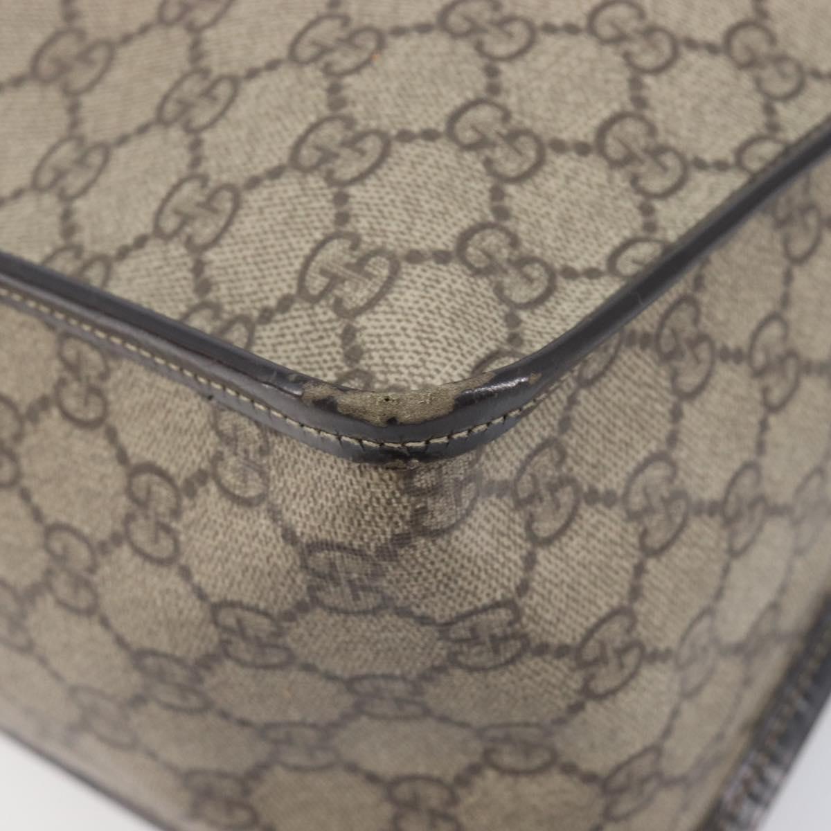 GUCCI GG Supreme Hand Bag PVC Beige Gold Tone 190259 Auth 208151