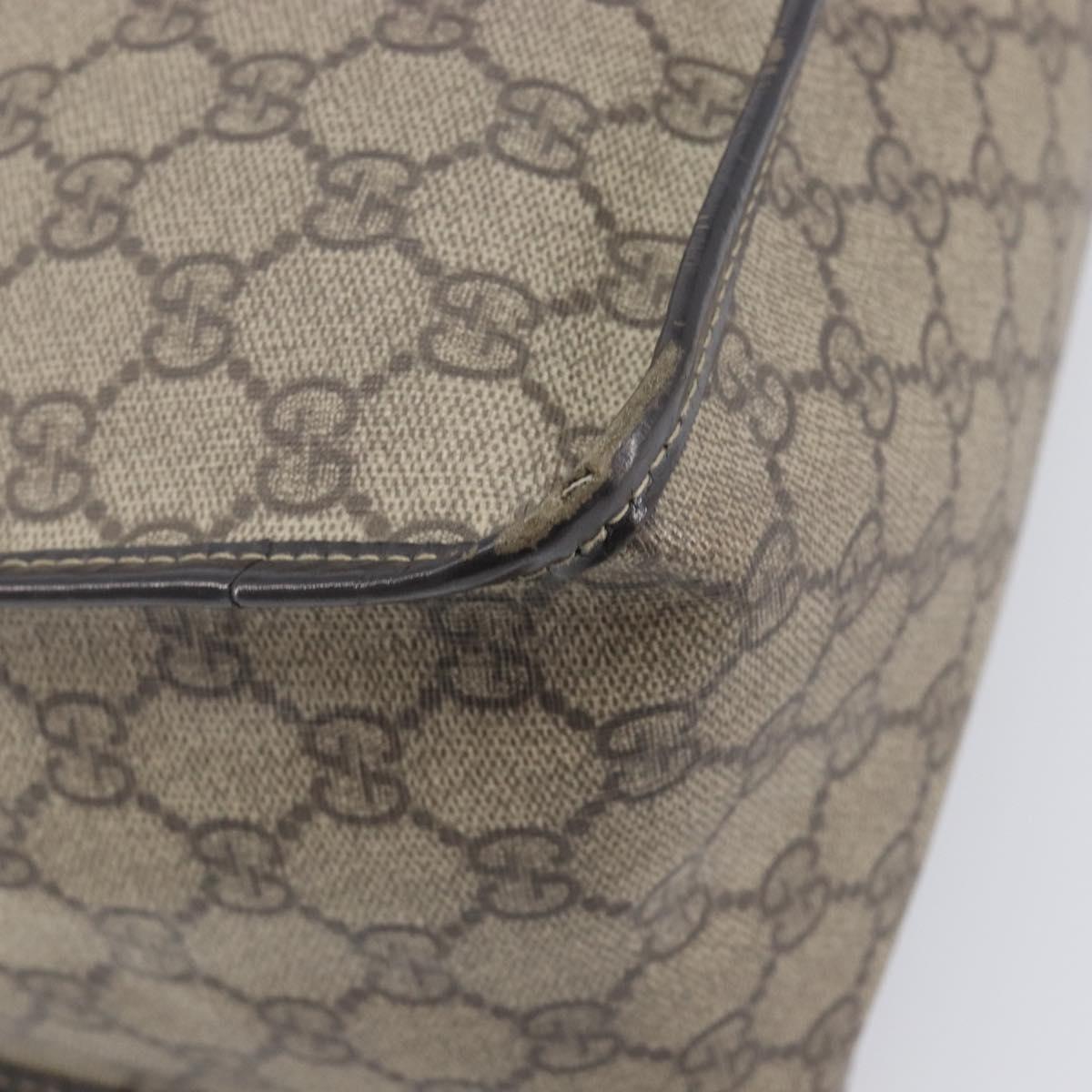 GUCCI GG Supreme Hand Bag PVC Beige Gold Tone 190259 Auth 208151