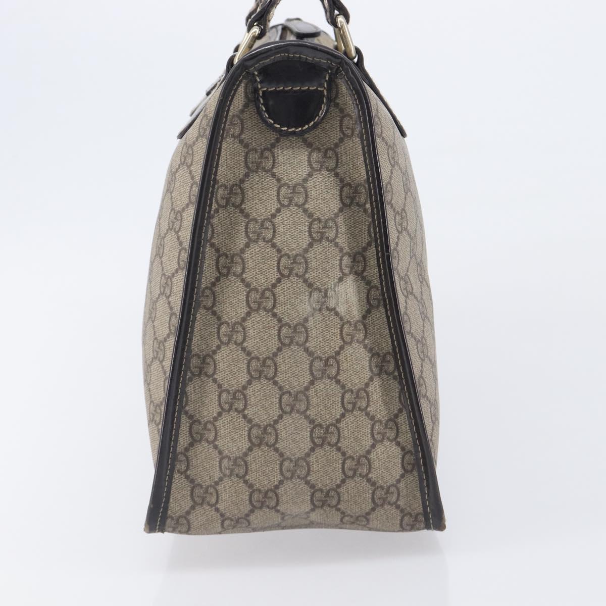 GUCCI GG Supreme Hand Bag PVC Beige Gold Tone 190259 Auth 208151