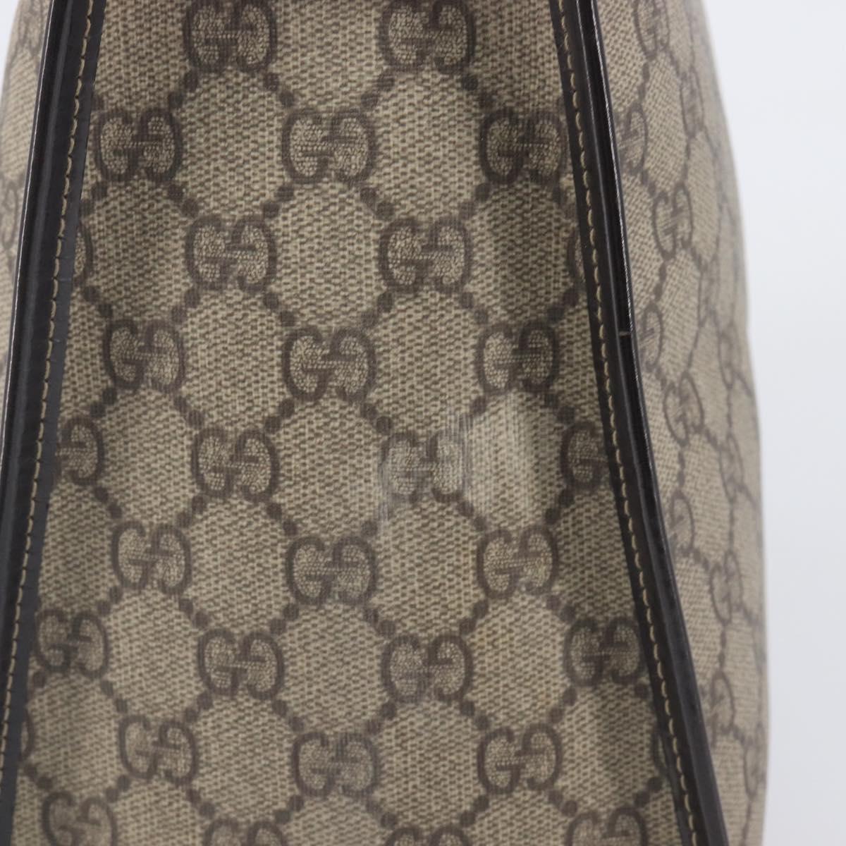 GUCCI GG Supreme Hand Bag PVC Beige Gold Tone 190259 Auth 208151